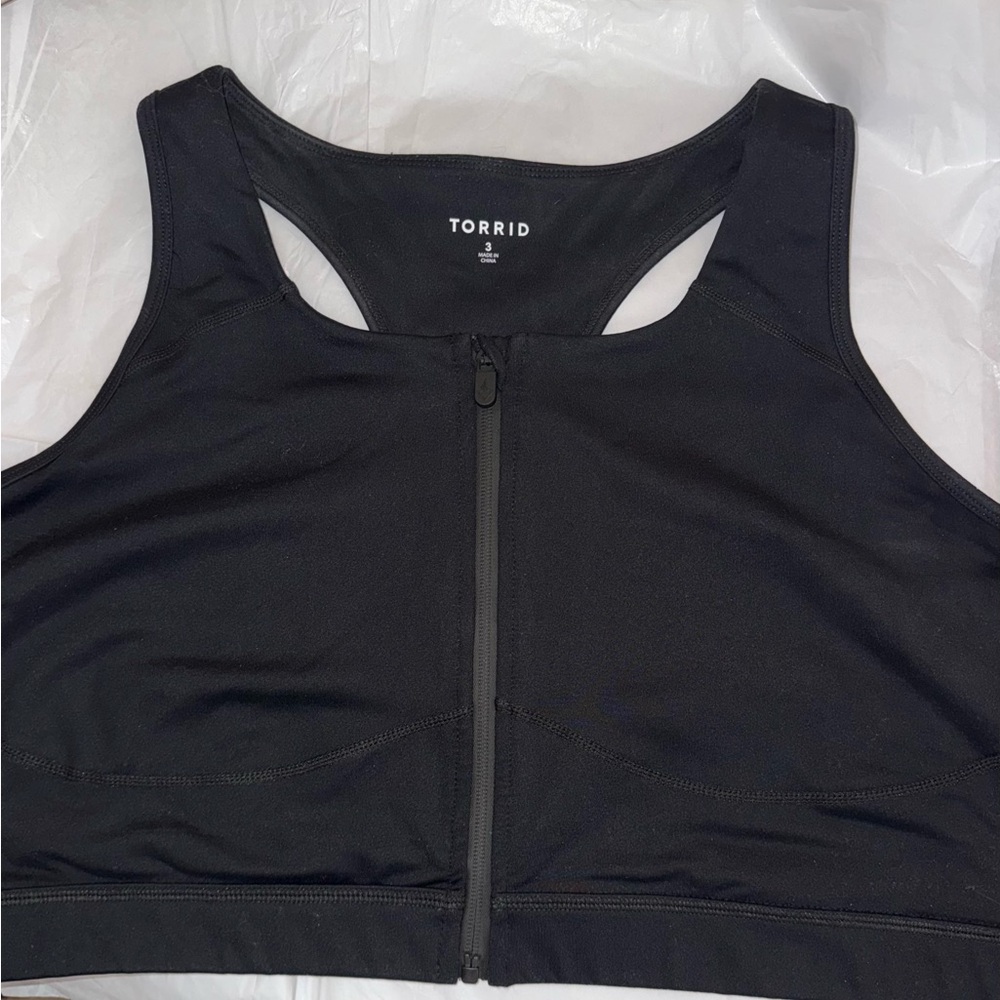 Black Racerback Front Zip Sports Bra